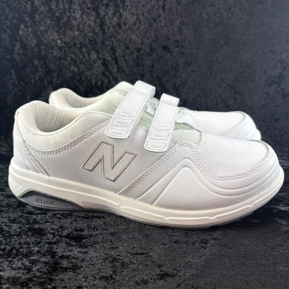 New Balance WW813HWT Men\'s White Leather Hook and Loop Walking Shoes Size 9